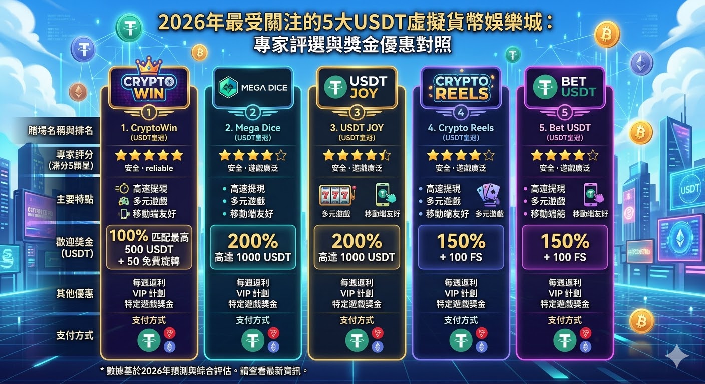 2026年最受關注的5大USDT虛擬貨幣娛樂城：專家評選與獎金優惠對照