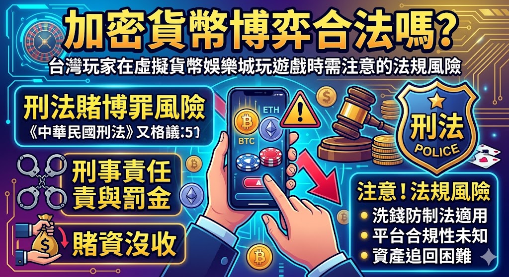 加密貨幣博弈合法嗎？台灣玩家在虛擬貨幣娛樂城玩遊戲時需注意的法規風險